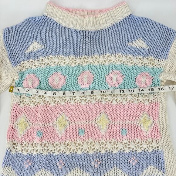 Vintage Yarn Works Knitted By Hand Sweater Pastel Size Small Petite Cottagecore - Picture 7 of 7